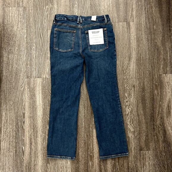 NWT Good American Good Legs Straight Jeans Blue004 Sz 14 / 32 Dark Stretch Denim - Picture 9 of 16